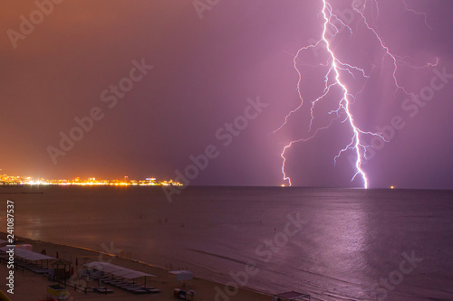 lightning over the sea before the storm