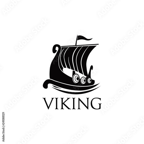 Viking Ship Logo Symbol Illustration