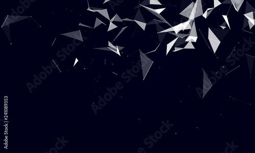 Abstract futuristic - Molecules technology with polygonal shapes on dark blue background. Illustration Vector design digital technology concept. - Vector