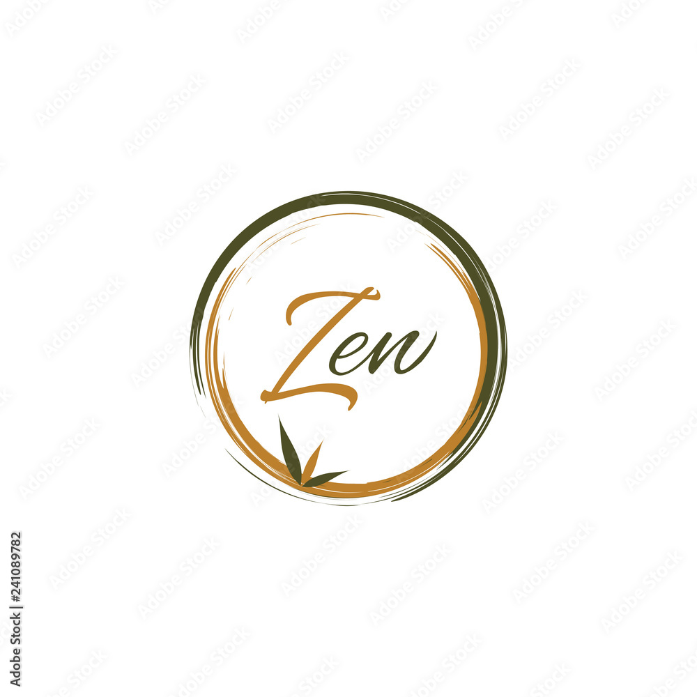 Creative Zen Brush With Bamboo Leaves Logo Sign Symbol Icon Creative Zen Brush With Bamboo Leaves Logo Sign Symbol Icon