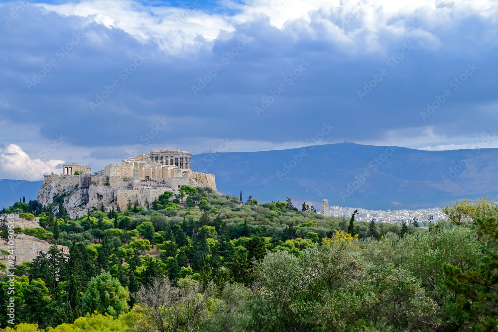 Greece, acropolis citadel and Athens cityscape panoramic view