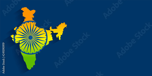 map of india with flag tricolor background