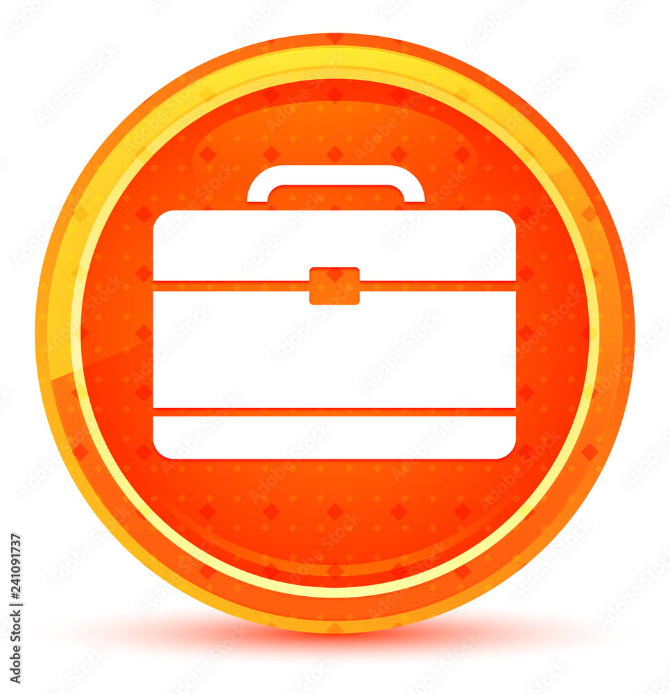 Briefcase icon natural orange round button Briefcase icon natural orange round button