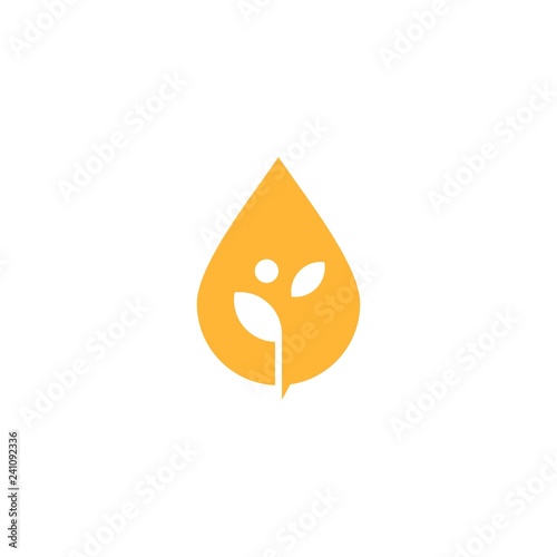 oil drop leaf sprout logo vector icon illustration