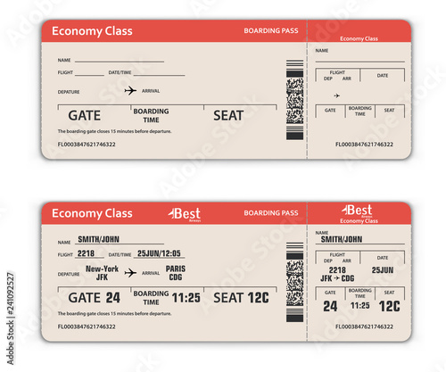 Blank and Filled in Airport Boarding Pass