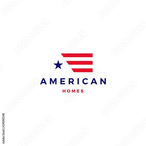 american flag house home mortgage logo vector icon