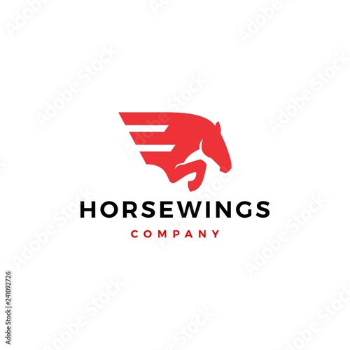 horse wing pegasus logo vector icon illustration