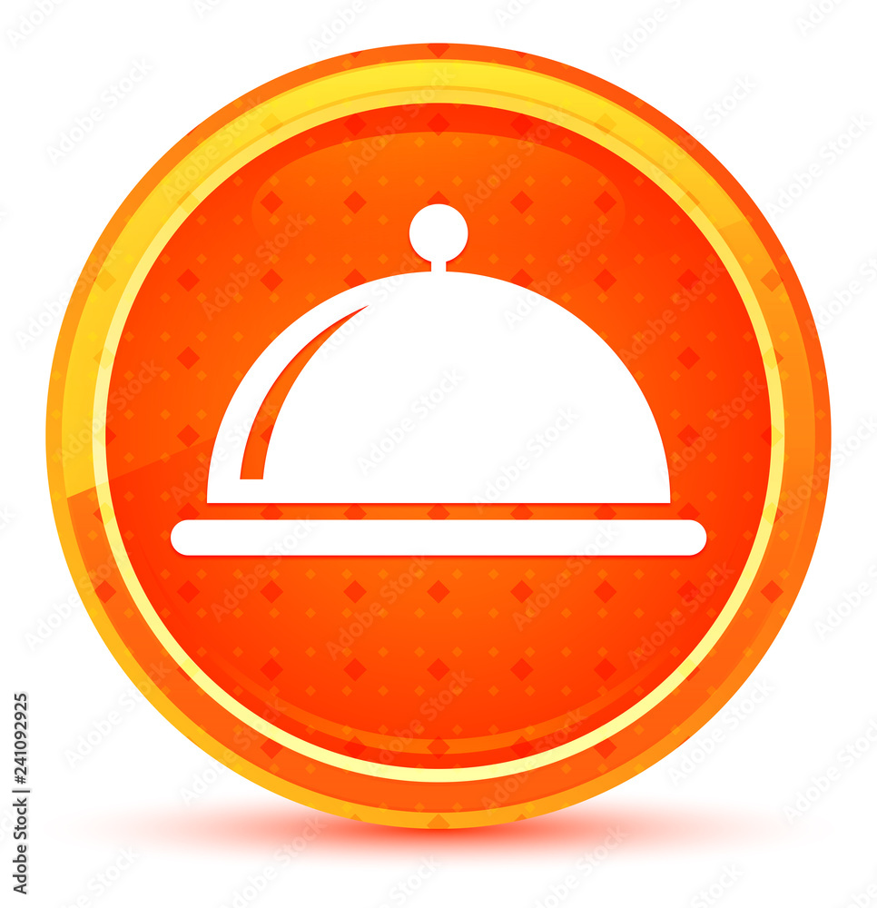 Food cover icon natural orange round button Food cover icon natural orange round button