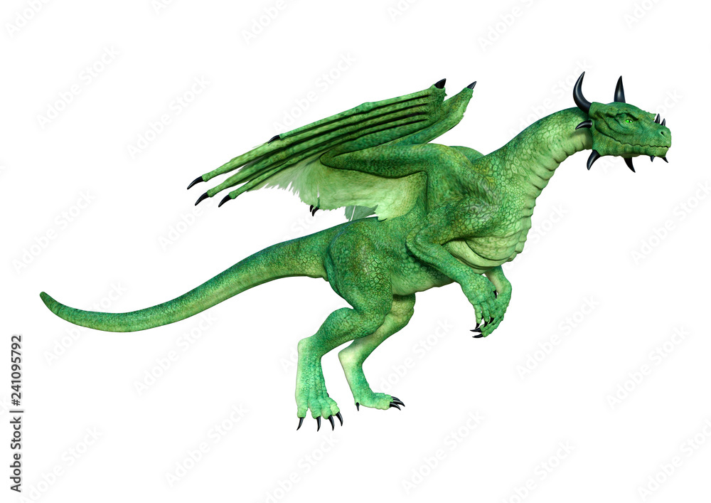 Fototapeta premium 3D Rendering Fairy Tale Dragon on White