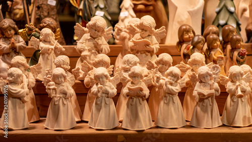 Christmas decorations at Christmas Market in Vienna. Beautiful angels.