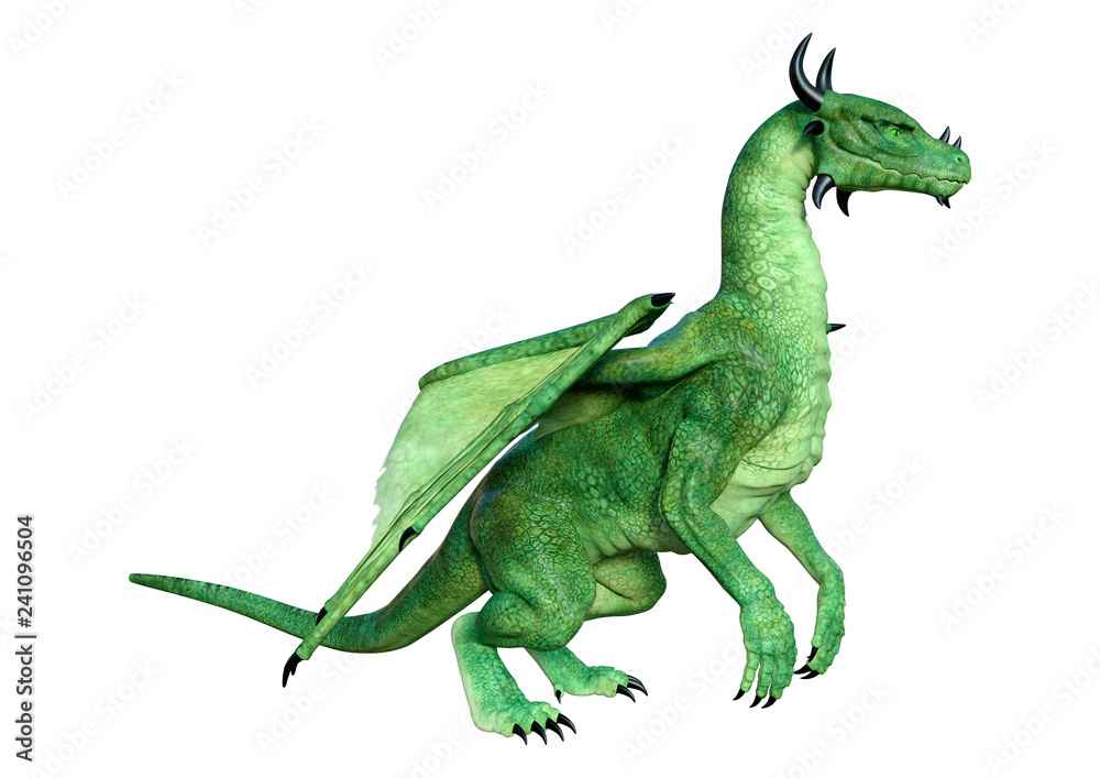 Naklejka premium 3D Rendering Fairy Tale Dragon on White