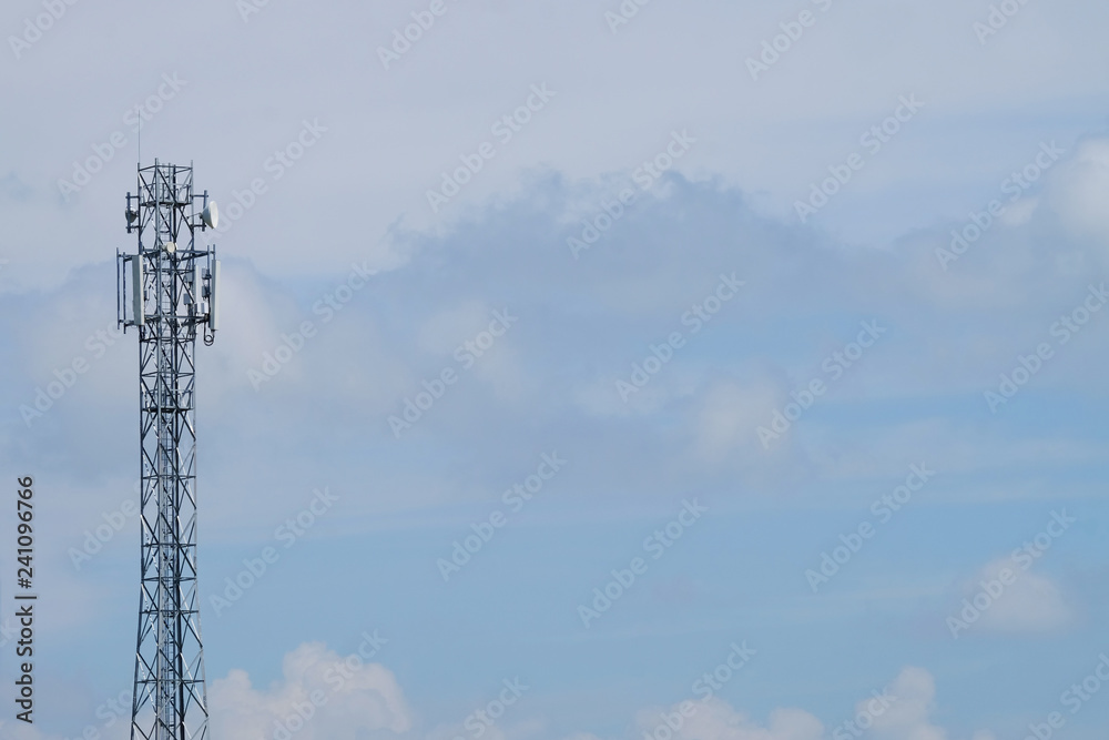 Giant antenna on blue sky and white cloud background Giant antenna on blue sky and white cloud background