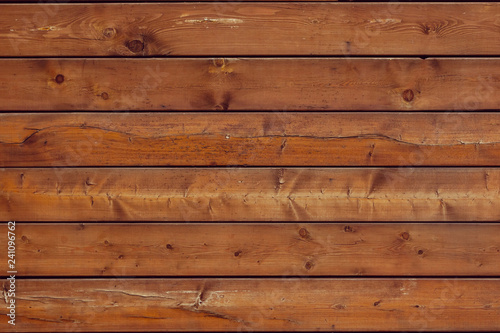 Wooden brown background is from lying horizontally boards Wall of wooden horizontal boards