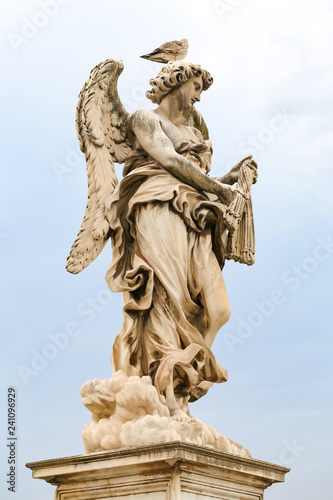 Angel with the Whips Statue in Hadrian Bridge  Rome  Italy