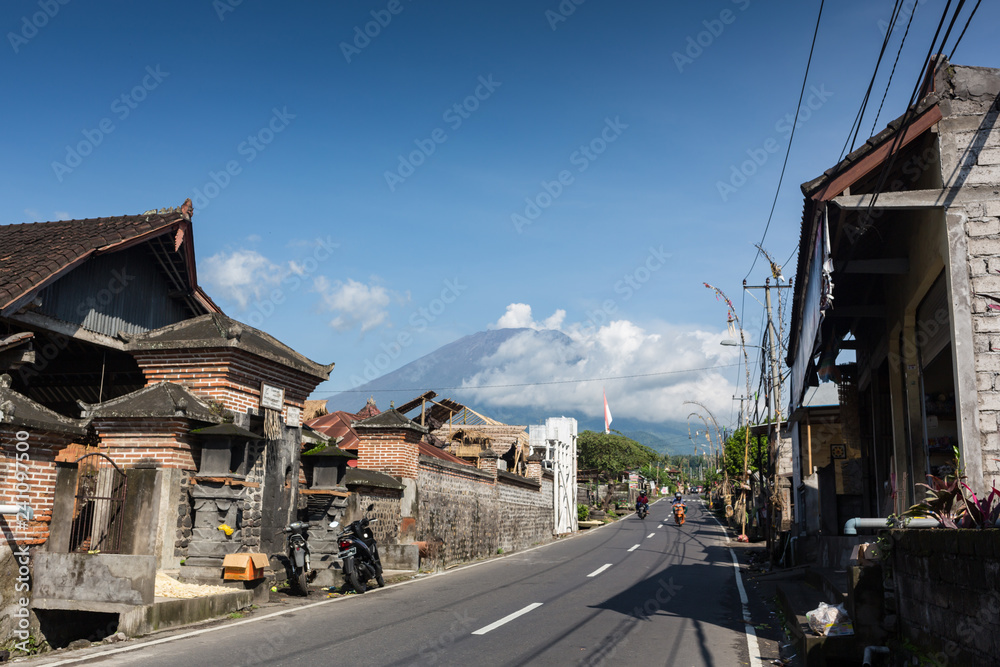 Eruption of volcano Agung in Bali island