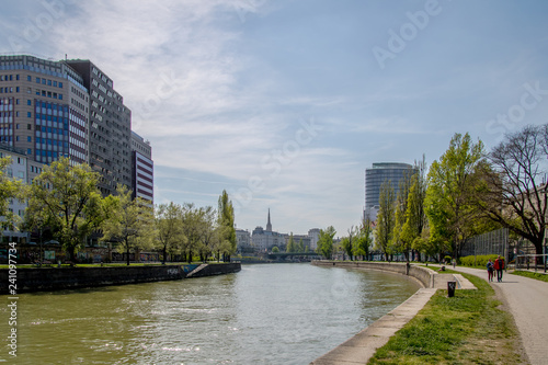 Donaukanal Promenade im Frühjahr in Wien, Österreich photo