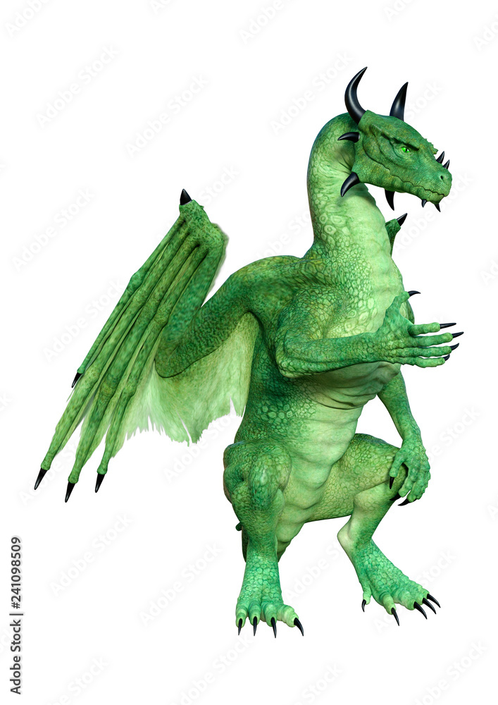 Fototapeta premium 3D Rendering Fairy Tale Dragon on White