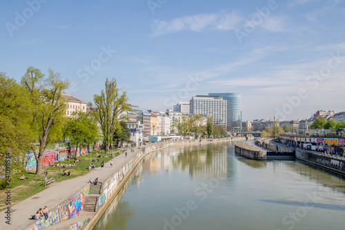 Donaukanal Promenade im Frühjahr in Wien, Österreich photo