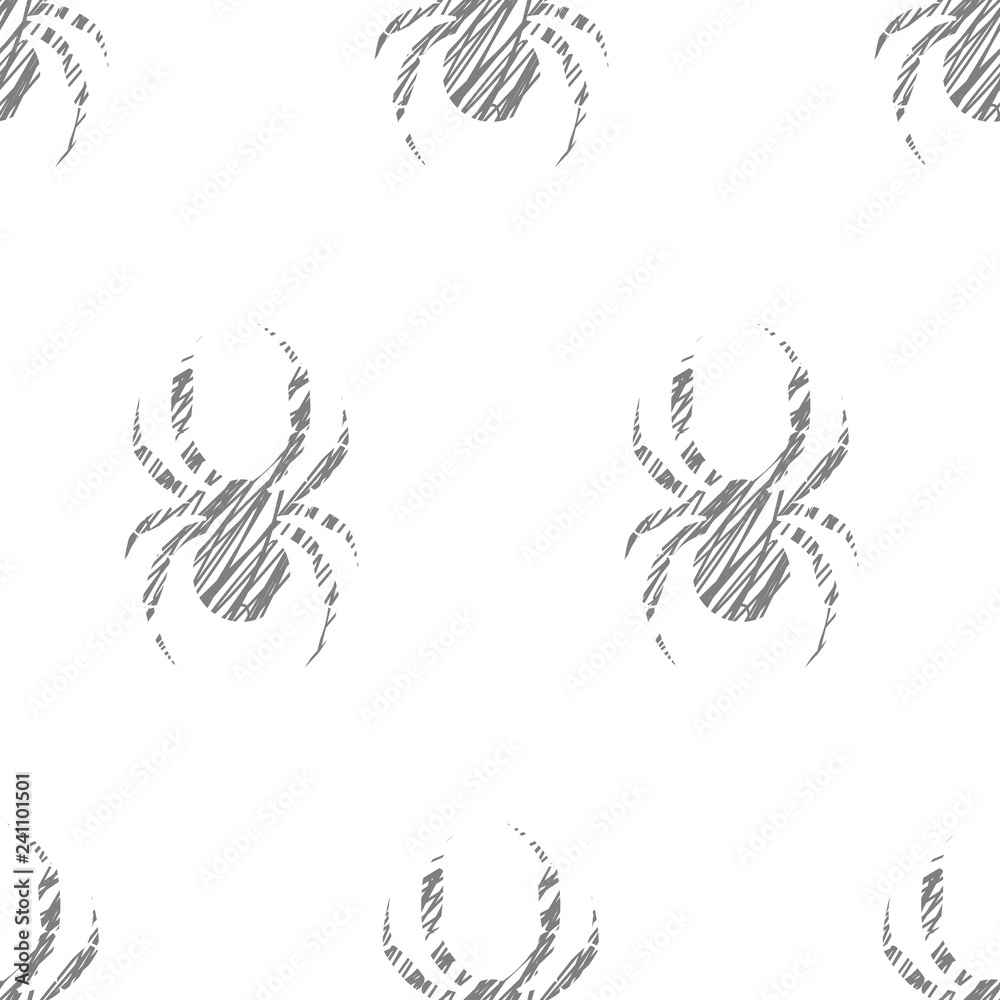 Seamless vector pattern of spider, black and white hand drawn ants. Sketch pencil liberty drawing. Print for fabric, wallpaper, backgrounds, wrapping, packaging, packing Seamless vector pattern of spider, black and white hand drawn ants. Sketch pencil liberty drawing. Print for fabric, wallpaper, backgrounds, wrapping, packaging, packing