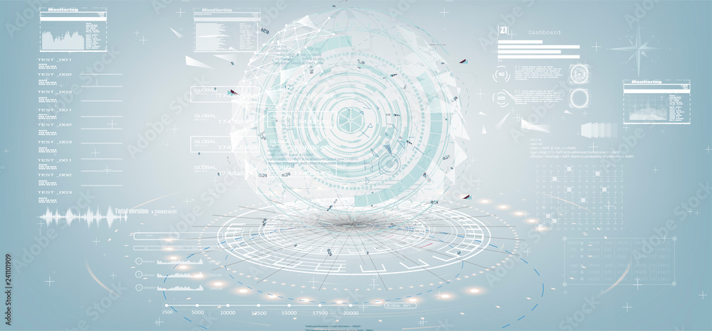 Obraz premium Set of black and white infographic elements. Head-up display elements for the web and app. Futuristic user interface. Style in HUD