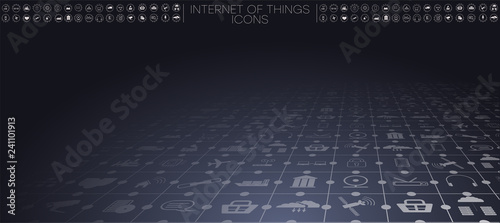 Internet of things  and networking concept for connected devices. Spider web of network connections with on a futuristic gray background 
