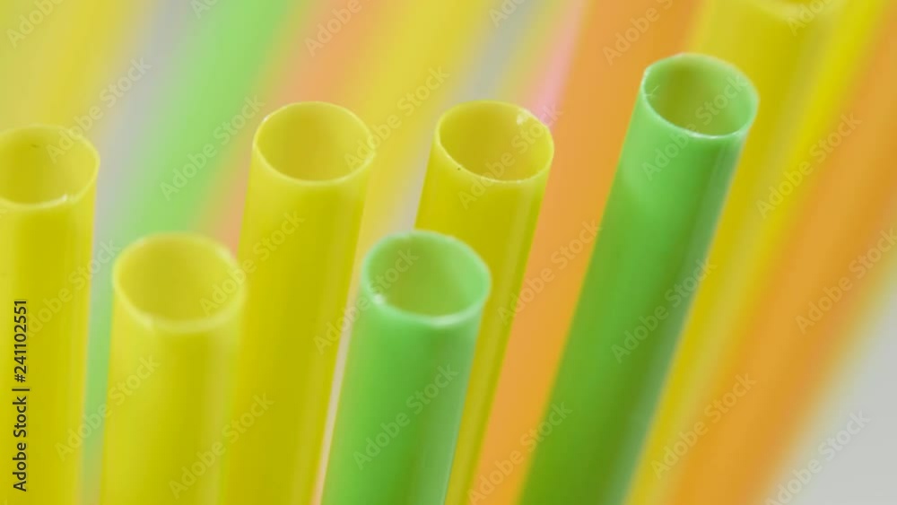 Top view of colorful straw on the rotation table Top view of colorful straw on the rotation table