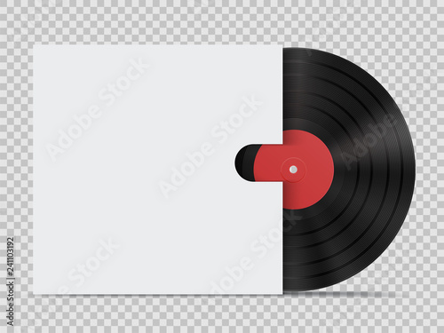 Vinyl record with cover in realistic style