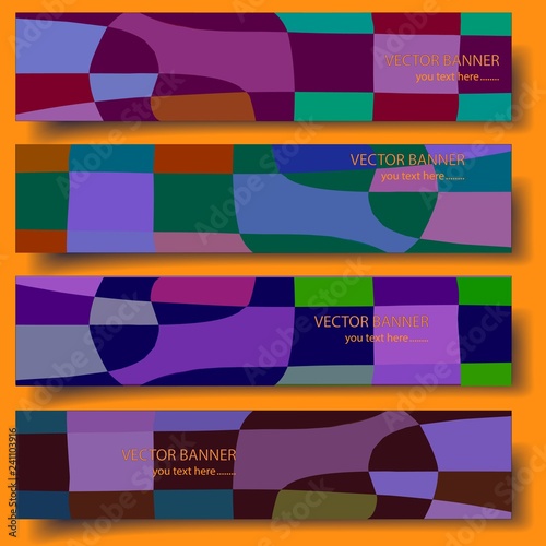 Four 3D vector  banners with hand-drawn abstract background.