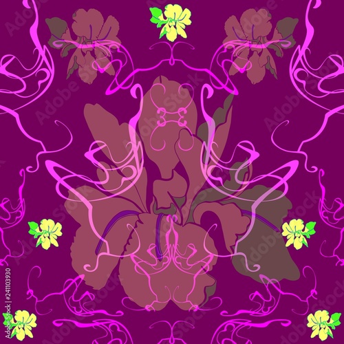hand drawn vector  pattern in art Nouveau style.