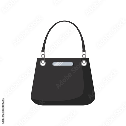 Black leather hand bag illustration. Shopping, accessory, bag. Fashion concept. Vector illustration can be used for topics like clothing, fashion, advertisement, shopping