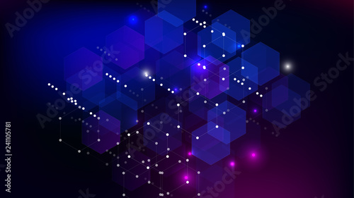 Blockchain Technology Background. Blue Digital Pattern. Blockchain Vector Concept Illustration. Bussines Concept Banner. Vector Technology Blockchain Background.
