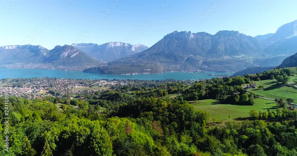 landscape on Lake Annecy in aerial view, France landscape on Lake Annecy in aerial view, France