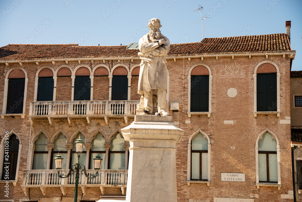 Campo San Stefano center of the city of Venice, Italy. At the monument center dedicated to Niccol Tommaseo.