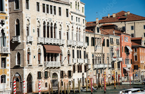 Typical houses in Venice, Italy. Facing the Grand Canal, the main city water communication route © Roza_Sean