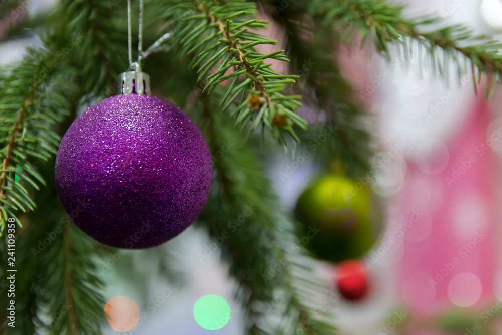colorful balls on the holiday tree colorful balls on the holiday tree