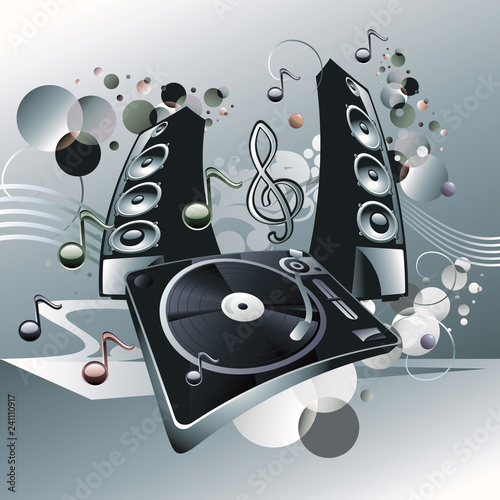 Music design - turntable, speaker and notes