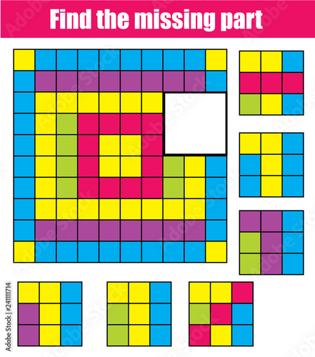 Puzzle for toddlers. Find the missing part of picture. Educational children game with abstract pattern