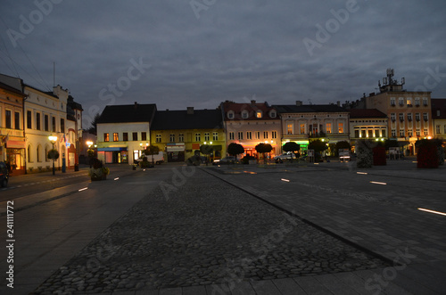 Rynek w Oświęcimiu wieczorem/The main square in Oswiecim at night, Lesser Poland, Poland