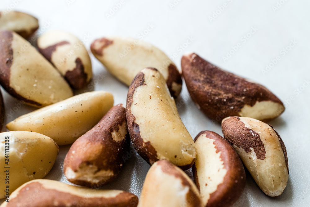 Raw Organic Stack of Brazil Nuts without Shell Raw Organic Stack of Brazil Nuts without Shell