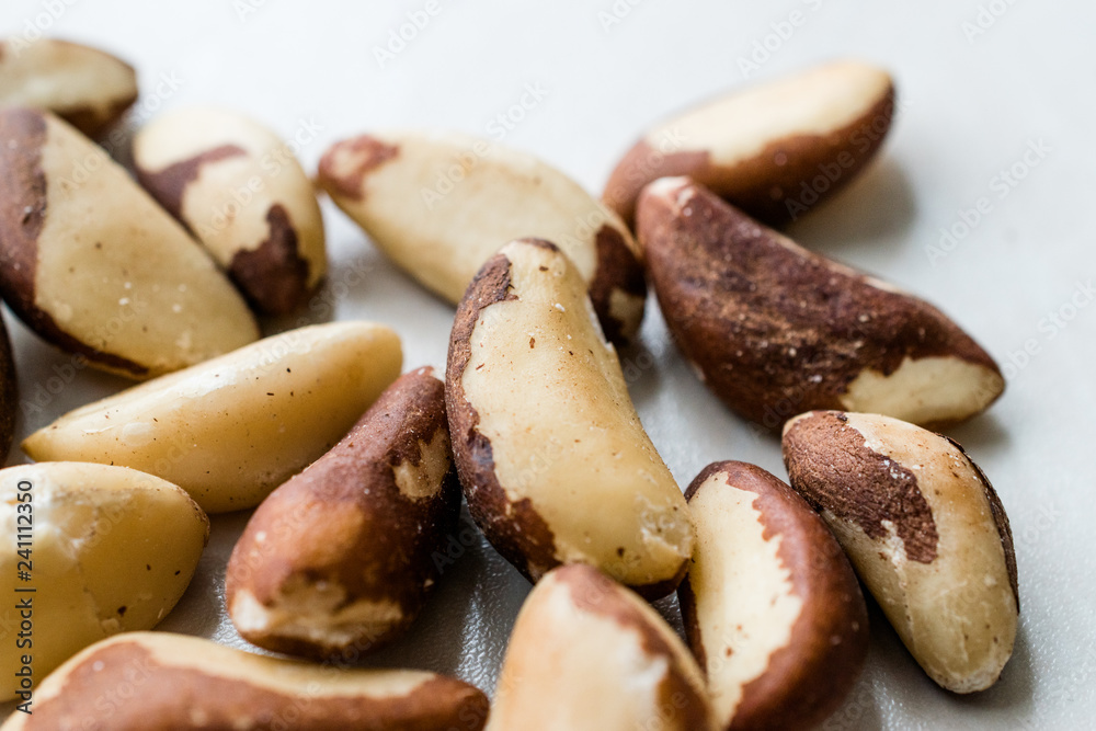 Raw Organic Stack of Brazil Nuts without Shell Raw Organic Stack of Brazil Nuts without Shell