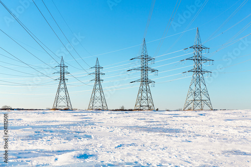 Electrical pylons in the snow