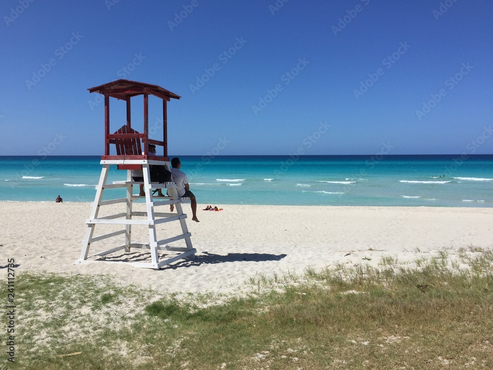 Cuba , Varadero , lifeguard tower on the beach