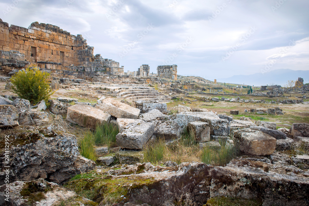 Ruins of the ancient city of the Hierapolis in Turkey in the neighborhood of the city of Denizli