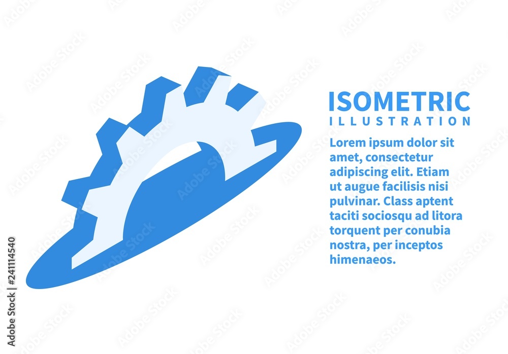 Cogwheel, Settings icon. Isometric template for web design in flat 3D style. Vector illustration.