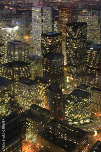 Photography Vertical aerial of Toronto cityscape at night