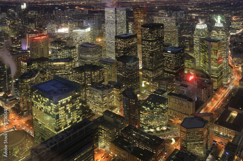 Photography Aerial of Toronto cityscape at night