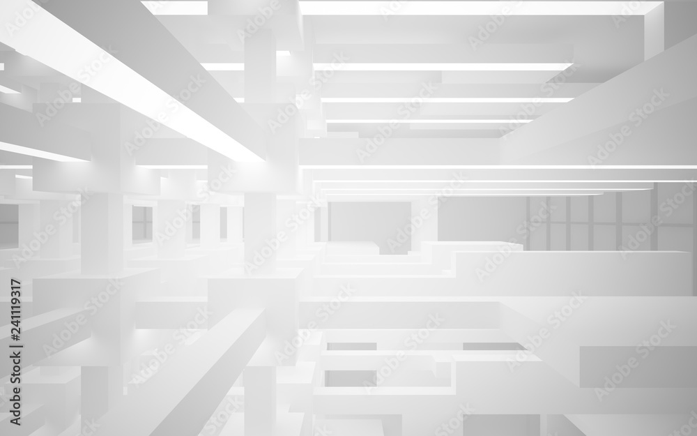 Abstract white interior of the future, with neon lighting. 3D illustration and rendering Abstract white interior of the future, with neon lighting. 3D illustration and rendering