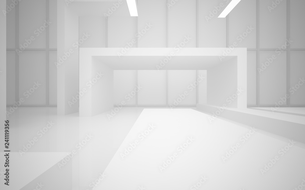 Abstract white interior of the future, with neon lighting. 3D illustration and rendering Abstract white interior of the future, with neon lighting. 3D illustration and rendering