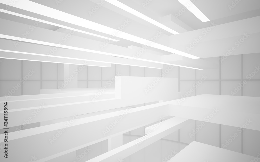 Abstract white interior of the future, with neon lighting. 3D illustration and rendering Abstract white interior of the future, with neon lighting. 3D illustration and rendering