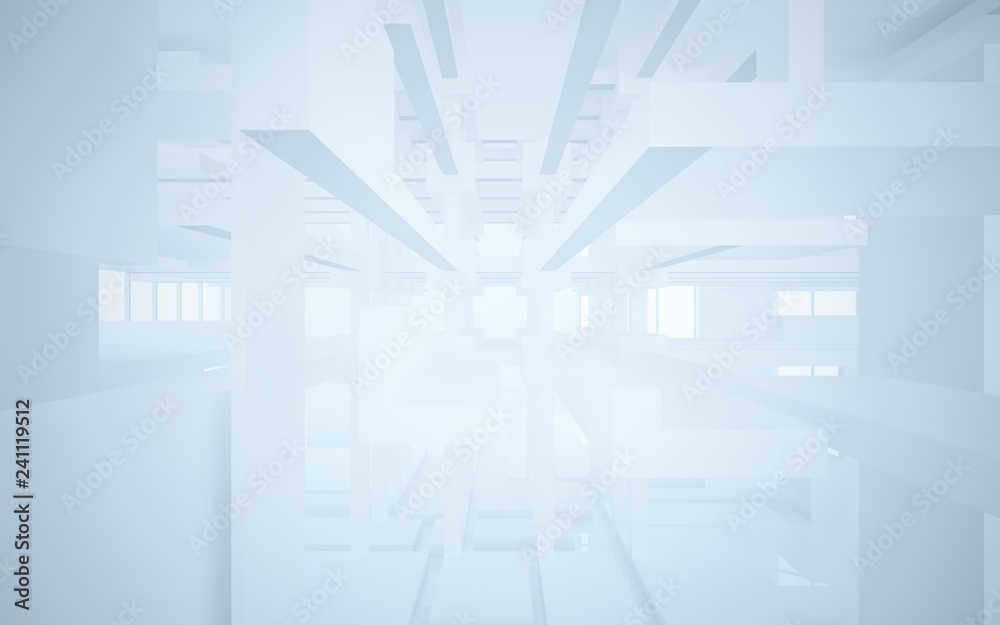 Abstract white interior highlights future. Architectural background. 3D illustration and rendering Abstract white interior highlights future. Architectural background. 3D illustration and rendering